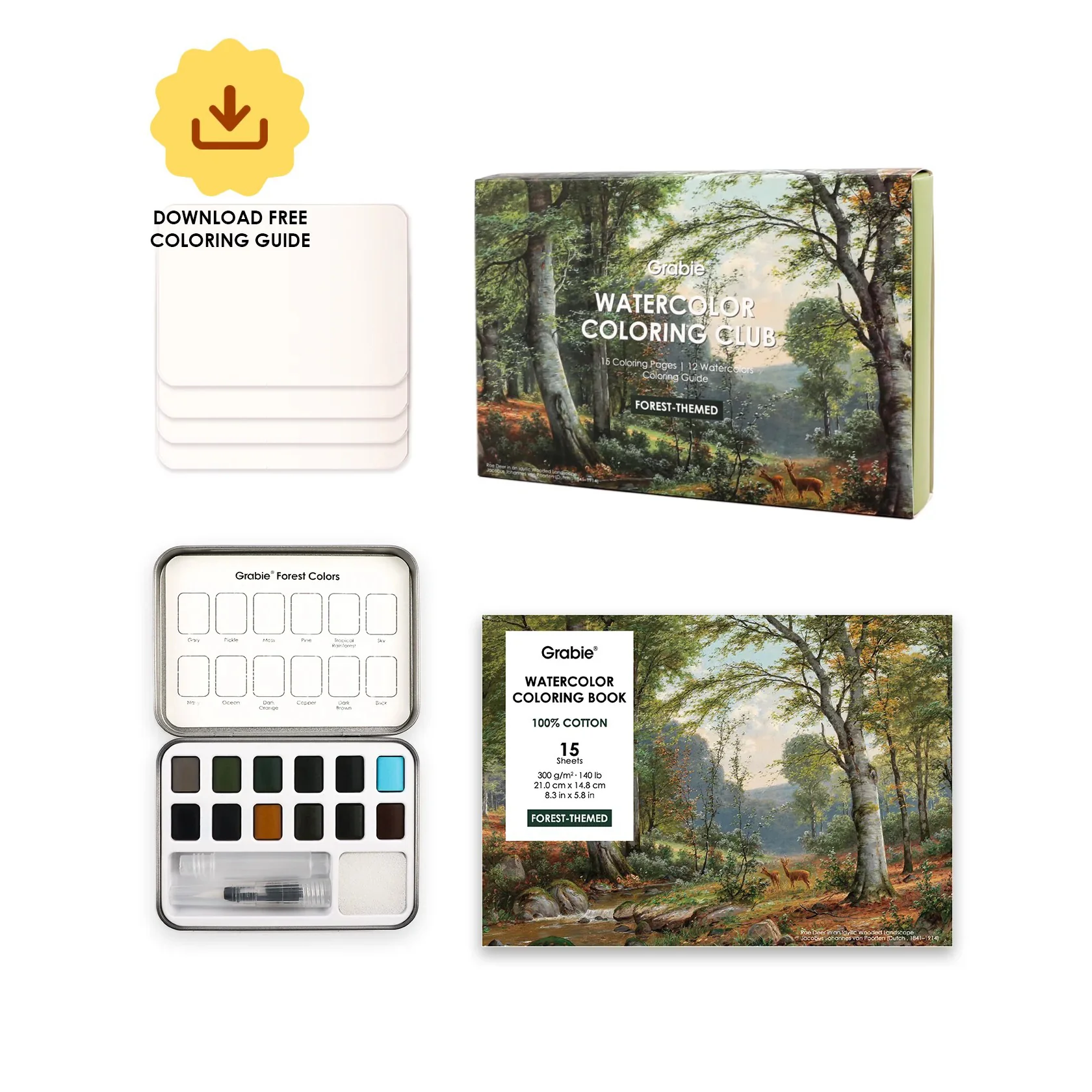 Watercolor Coloring Kit - Forest