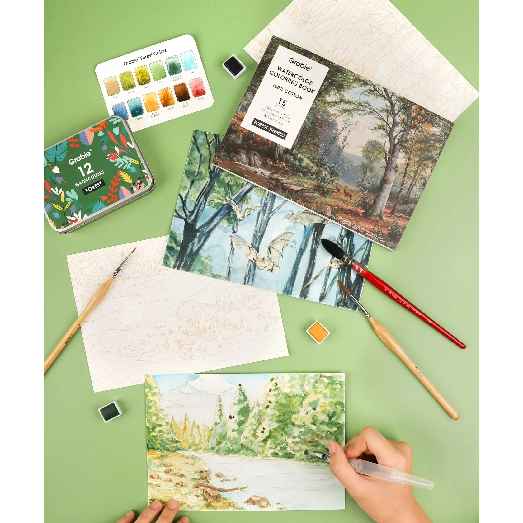 Watercolor Coloring Kit - Forest - Image 4