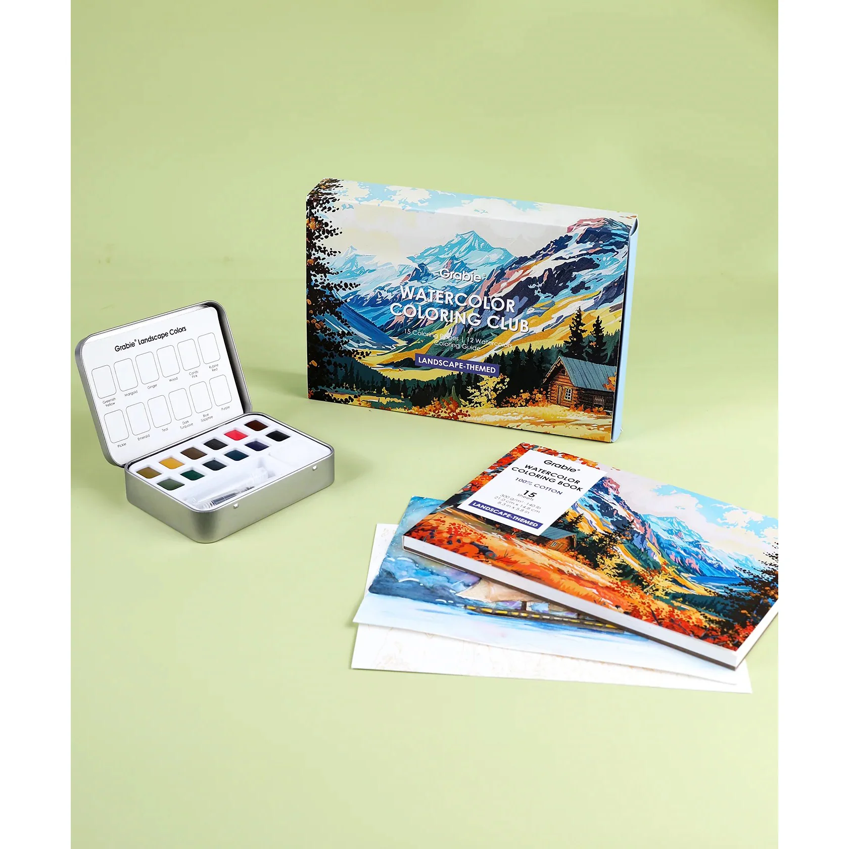 Watercolor Coloring Kit - Landscape - Image 3