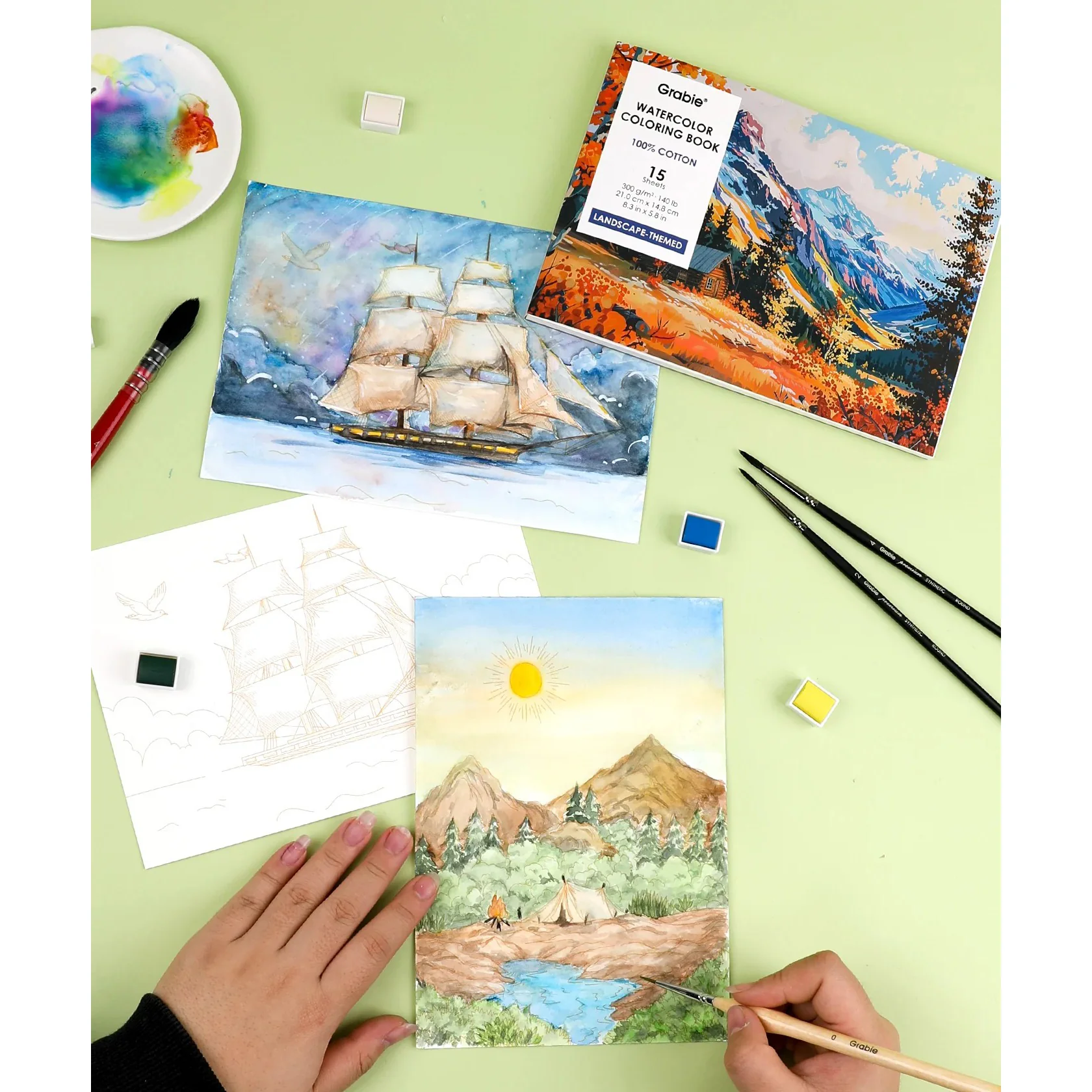 Watercolor Coloring Kit - Landscape - Image 4