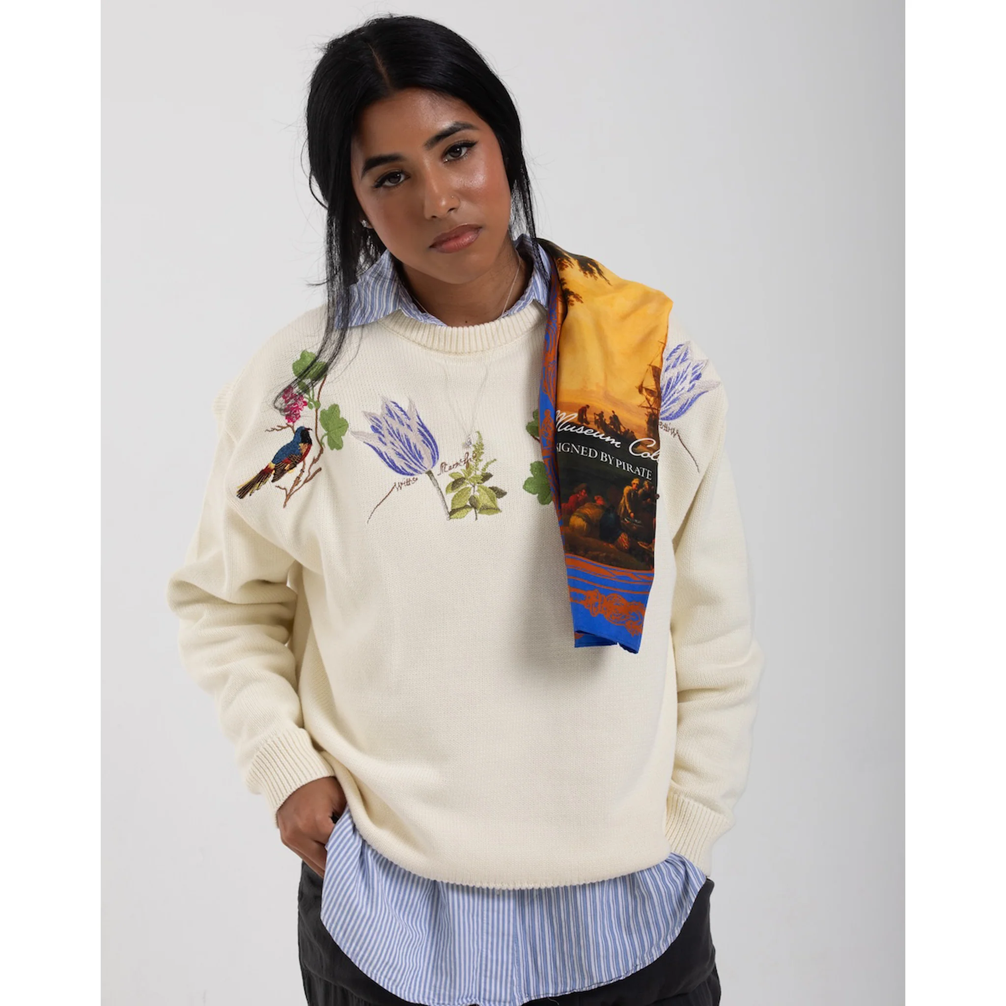 Witte Marvelje Knitted Embroidery Crewneck - Cream - Image 4