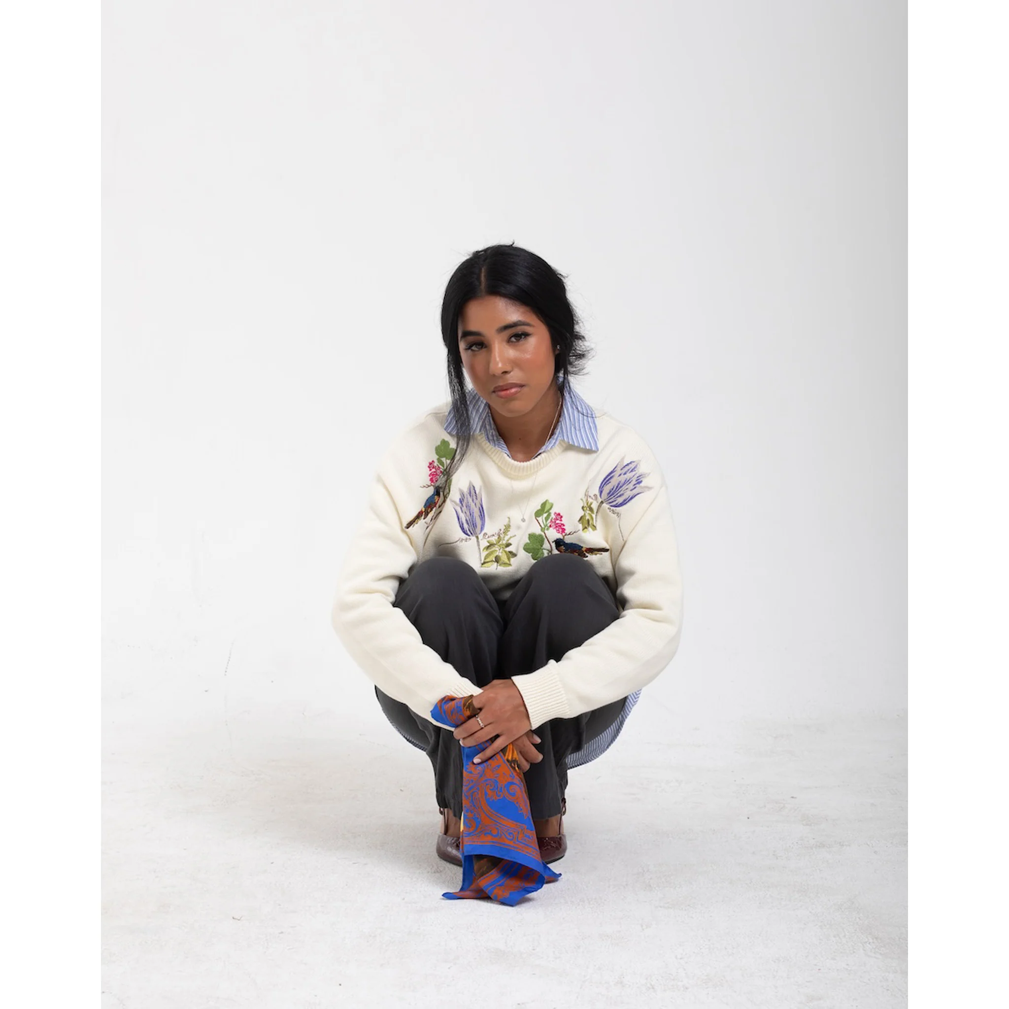 Witte Marvelje Knitted Embroidery Crewneck - Cream - Image 7